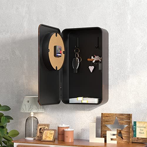 Abdurey Retro Old Telephone Wall Clock with Hidden Safe, Battery Operated Quartz Metal Wall Clocks, Large Rectangular Vintage Decor Clocks, for Farmhouse, Living Room(16" H x 12" W x 4" D)