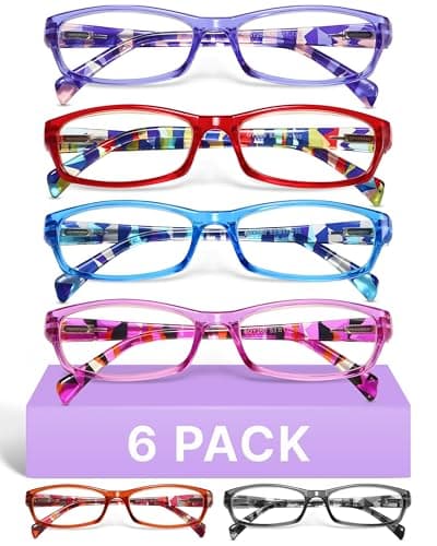 Gaoye 2.0 Reading Glasses for Women, 6 Pack Fashion Readers, Spring Hinge Eye Glasses, Blue Light Reading Glasses