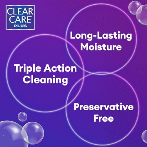 CLEAR CARE PLUS Cleaning & Disinfecting Contact Lens Solution (12 oz, Pack of 2), HydraGlyde Moisture Matrix, For Soft & RGP Lenses, Preservative-Free, Included Lens Case, Deep Cleaning Action