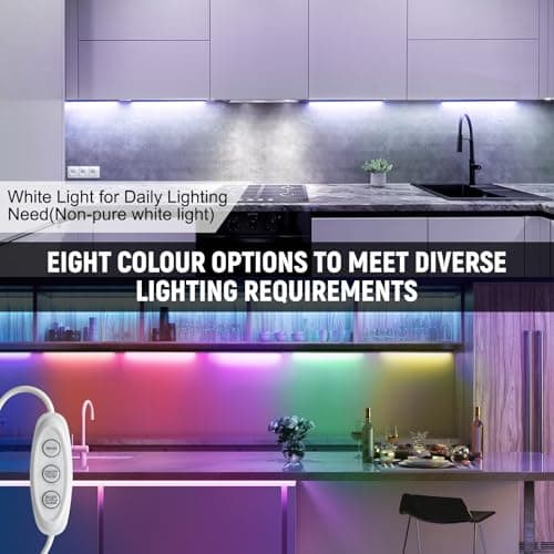 AXHHTVCGY RGB Light Bar with Color Memory & Dimmable Brightness for Monitor/Desk, Under Cabinet Lights with 8 Colors & Dynamic Modes, Magnetic Installation for Kitchen, Room, Shelf, USB Powered