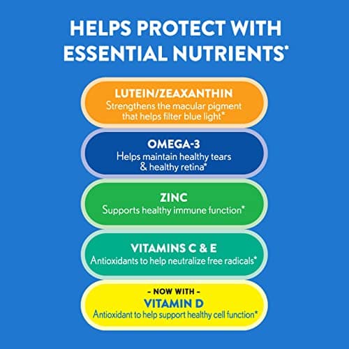 Ocuvite 50+ Eye Vitamin & Mineral Supplement, Multivitamin for Vision & Ocular Health with Omega-3, Zinc, Vitamins C & E, Lutein & Zeaxanthin, Zinc Supplements for Women and Men, 50 Softgels