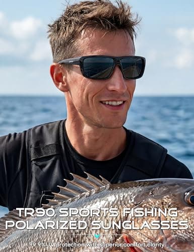 ATTCL Polarized Sunglasses Men for Fishing: UV Protection Lightweight TR90 Sports Wrap Sun Glasses Driving Golf Cycling Running 5001 Black