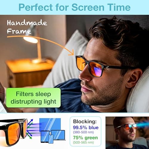 Orange +1.5 Blue Light Blocking Reading Glasses for Women & Men - Reader Sleep & Migraine Glasses - 1.5 Amber Readers Blue Light Glasses for Computer Eye Strain Eye Fatigue - Blue Blockers (+1.50)