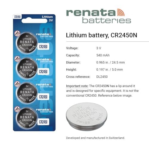 Renata Batteries CR2450N 3 Volt Lithium Coin Battery (4 Pack)