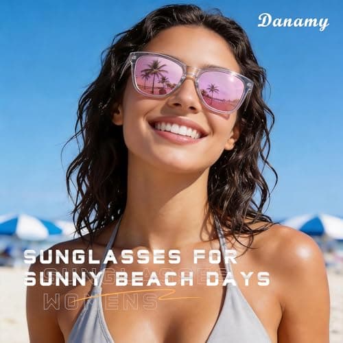 DANAMY Sunglasses Womens Polarized Sunglasses for Women Trendy Designer Mirrored UV400 Protection Sun Glasses