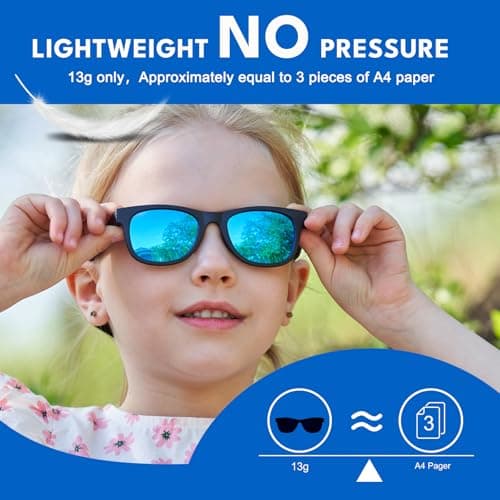 HXS Kids Sunglasses 2-Pack Polarized Toddler Sunglasses with Strap for 2-4 Year Olds, Black & Blue