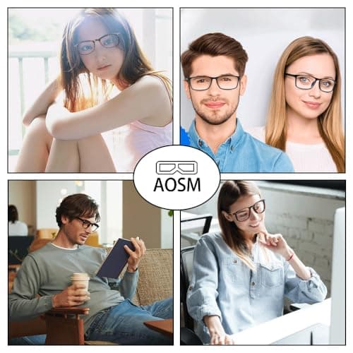 AOSM Blue Light Blocking Glasses, Blue Blocker Computer Glasses for Men Women, Anti Glare 400 UV & Eye Strain Fake Square Glasses