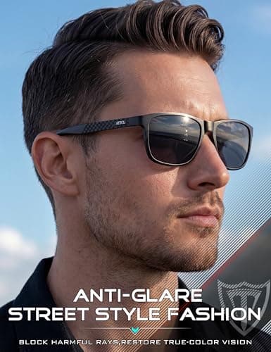 ATTCL Polarized Sunglasses Men for Driving: UV400 Protection Lightweight AL-MG Metal Rectangular Sun glasses Fishing Golf Hiking Travel 8587 black-gray