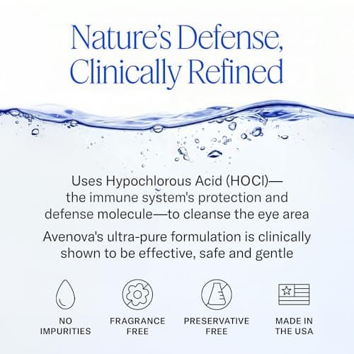 Avenova Eyelid and Eyelash Cleanser Spray - 20ml Bottle - Gentle Everyday Pure Hypochlorous Acid Spray for Eye Irritation
