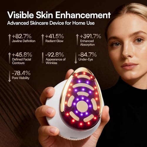 INIA SPHERA Upgraded 8-in-1 Microcurrent Facial Device for Face & Neck – Red Light, Thermal & Cooling Beauty Tool, 5 Custom Modes, At-Home Skin Stimulation & Glow Care Skincare Tool