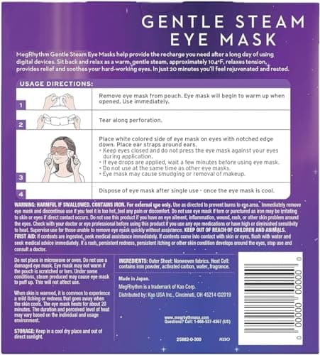 shokunin Megurism Gentle Steam Hot Eye Mask, Chamomile, Pack of 12, White