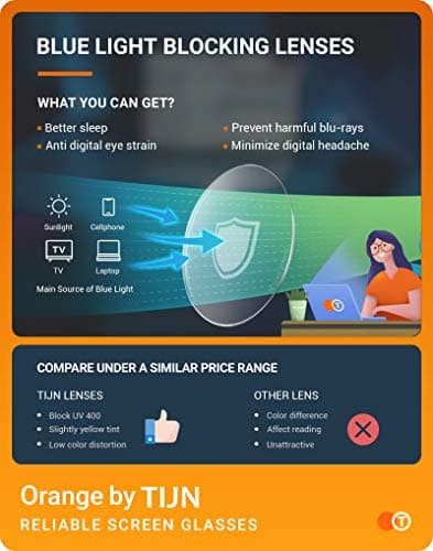 TIJN Blue Light Blocking Glasses,Vintage Round Frame Eyeglasses,Anti-Glare Computer Glasse,Screen Fatigue & UV Protection