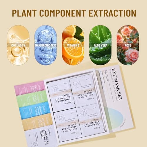 Yeokoe Under Eye Patches for Dark Circles,Eye Mask for Puffy Eyes With Collagen,Retinol,Vitmin C,Hyaluronic Acid and Niacinamide Face Masks Skincare Spa Gifts for Woman 20Pairs