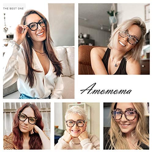 AMOMOMA 3 Pack Retro Oversized Reading Glasses for Women Blue Light Blocking Computer Readers Spring hinge AM6003 with Black+Brown+Grey Tortoise Frame 1.50 x