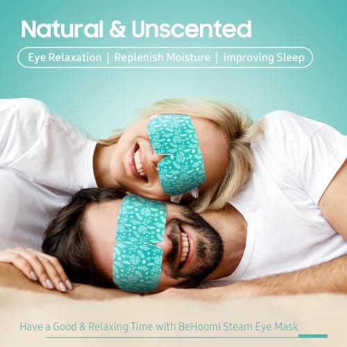 BeHoomi 30Packs Steam Eye Mask, Heated Eye Mask Warm Compress for Eyes, Self Heating Disposable Steam Mask for Home Sleep, Spa, Travel Essentials & Relaxation Gifts, Mothers Day Gifts (Unscented)