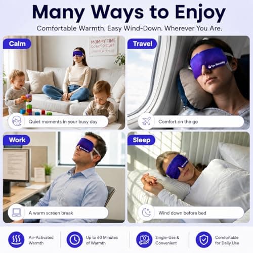 Eye Serenity Steam Eye Mask, Heated Eye Mask, Self Heating Warm Compress for Dry Eyes, Fast Relief for Stye, Puffy Sensitive Eyes, Moist Heat, Mothers Day Gifts for Women and Men - Unscented