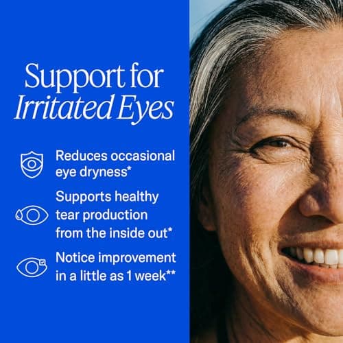EyePromise EZ Tears Eye Vitamin - 60 Softgels, 30-Day Supply - Eye Supplement with Omega 3s, Primrose Oil & Turmeric Root Extract - Targets Eye Irritation, Dryness, Itchiness & Redness