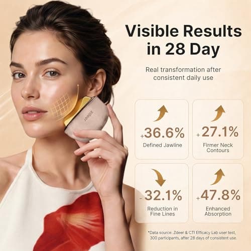 ZDEER LED Red Light Therapy for Face & Neck Massager Facial Care Device – Electric Gua Sha Brass Tool with Heat & Vibration for Firming, Sculpting & Skincare, Pink