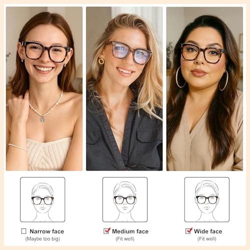 Madison Avenue Women Blue Light Glasses,Oversize Blue Light Blocker for Women, Anti Eyestrain & UV Protection Computer Eyeglasses Hanna (Tortoiseshell)
