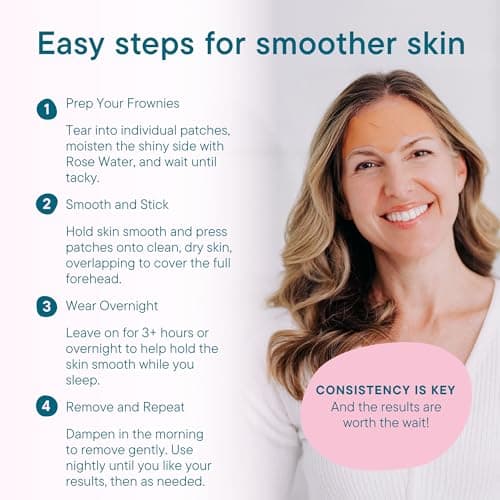 Frownies Forehead and Between the Eyes Wrinkle Patches - Hypoallergenic Facial Patches to Smooth & Soften Forehead Wrinkles & Eleven Lines - For Overnight Use, 144 Patches