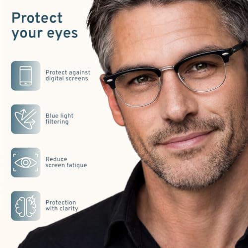 racico Blue Light Glasses for Men Computer - Gaming Blocking Anti Eyestrain, UV Clear Lens Nerd Costume Fake Eyeglasses
