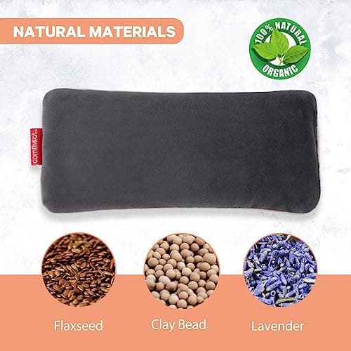 Comfheat Lavender Weighted Eye Pillow for Yoga, Microwavable Moist Heat Eye Compress Mask Pillow with Washable Cover for Relaxation, Sleeping, Meditation, Yoga, Spa, Migraine Relief