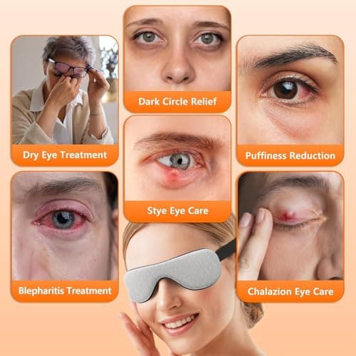 Heated Eye Mask – Warm Compress for Dry Eyes, USB Electric Heating Pad for Stye & Chalazion Eye Treatment, Eye Sleep Mask for Dark Circles and Puffiness Relief (Heather Gray)