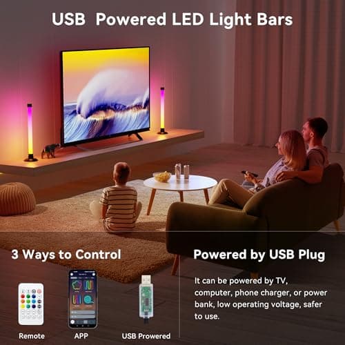Ledagic Led Light Bar with Music Sync, Color Changing TV Backlight App & Remote Control, IC+RGB & W Smart RGB Light Bar, USB Powered Led Lights for TV, PC Room Monitor Backlight Gaming Accessories