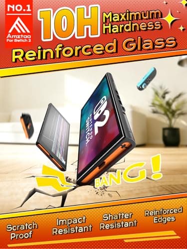 Screen Protector for Switch 2, 10H Military Grade Protection Tempered Glass with Eye Protection for Nintendo, [2026 Upgrade] Auto-Align & Auto-Dust Kit, Ultra-Durable, HD Clear, Full Coverage, 2 Pack
