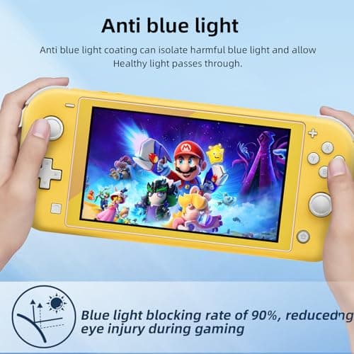 Jngnpn 2-Pack Blue Light Blocking Screen Protector for Switch Lite Model 2019 [5.5 Inch]- Anti Glare, Anti Scratch,Anti Fingerprint, Eye Protection Film,HD Clear, Bubble Free, 9H Hardness