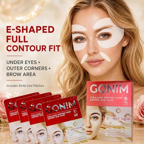 GONIM Under Eye Patches 360° Fit, Eye Mask with Collagen Peptide, Salmon DNA PDRN, Caffeine,Retinol & Niacinamide, PDRN Eye Patches for Puffy Eyes and Dark Circles, Gifts for Women, Hydrating 4 pairs