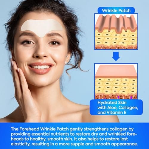 SILKDERMIS Forehead Wrinkle Patches 12Pcs with Aloe, Collagen, Vitamin E, Anti Wrinkle Patches, Forehead Wrinkles Treatment (White)