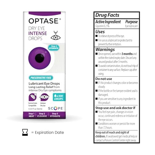 OPTASE Dry Eye Intense Drops - Preservative Free Eye Drops - Multidose Bottle - Step 3 Hydrate - .33 fl oz, 300 Doses