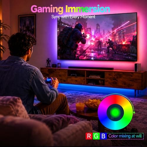 TV Led Backlight, 16.4ft RGB LED Lights for TV Smart Led Lighting for 65-85inch Monitor,USB Strip Lights Behind TV, Color Changing Sync with Music, Bluetooth App Controlled Led Lights for Home Decor