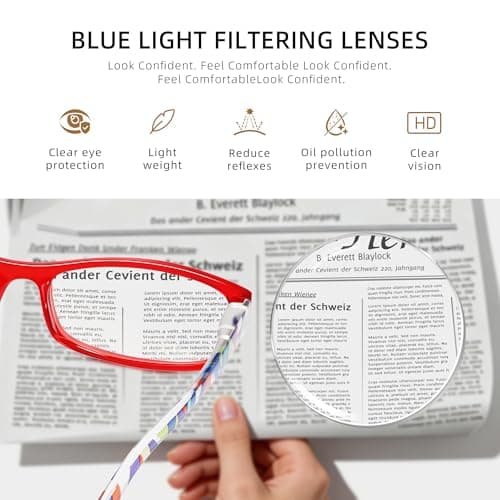 kunchu Reading Glasses for Women Men - 5 Pack Blue Light Blocking Spring Hinge Computer Readers Anti Glare UV Eyeglasses (Clear Floral, 2.00, x)