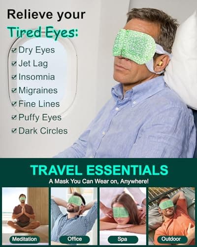 16 Packs Steam Eye Masks for Dry Eyes, Self Heating Warm Compress for Eyes Fatigue & Puffiness Relief, Disposable Heated Eye Mask Travel Essentials, Spa Relaxation Set for Women Christmas, Unscented