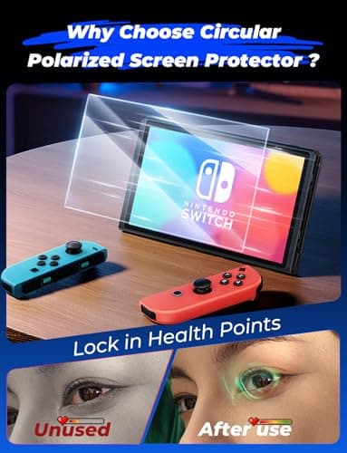 MAGIC JOHN for Nintendo Switch OLED Screen Protector (2021, 7.0"), Eye-Protection Blue-Light Filter, Auto Dust Removal, HD Clear, 9H Tempered Film for OLED Switch, 2 Pack