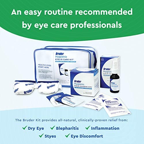 Bruder Hygienic Eyelid Care Kit - Moist Heat Eye Compress Mask, Eyelid Cleansing Wipes & Spray - Soothe Dry Eyes & Improve Health