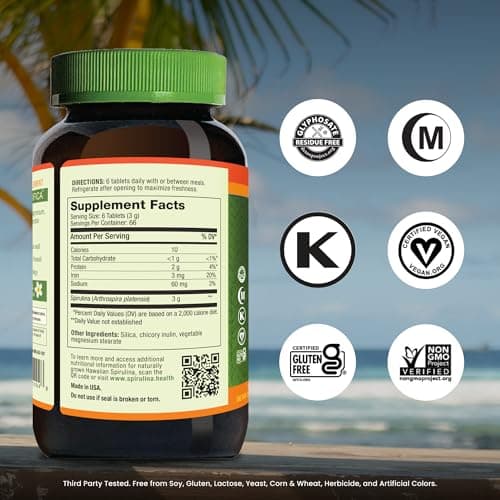 Nutrex Hawaii Pure Hawaiian Spirulina – Vegan Superfood, 500 mg Tablets, Farm Grown in Kona, Non-GMO, Immune Support & Cellular Energy, 400 Count