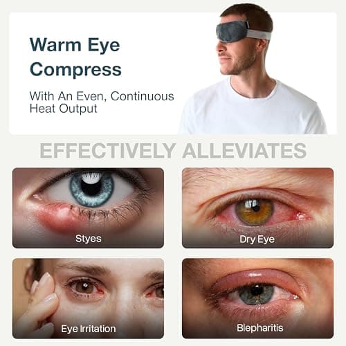 MyHalos® Heated Eye Compress & Stye Eye Treatment for Dry Eyes - Washable Warm Stye Compress -Reversible Moist Heat Eye Mask for Blepharitis & MGD - Eye Stye Heat Compress - Stye Treatment Patch