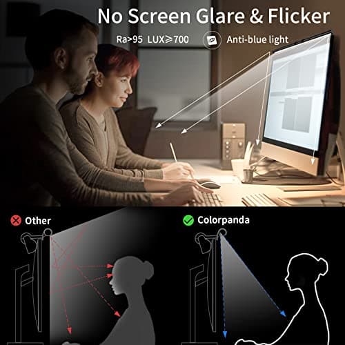 Colorpanda Monitor Light Bar, Fit for Curved/Flat Monitor, Eye-Care USB Reading LED Task Lamp with Touch Control, No Screen Glare Dimmable Desk Lamp Computer Monitor Light Bar for Screen Home Office