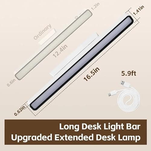 XmnSoly Desk Light Bar 16.5in Magnetic Rechargeable LED Light Bar, 3000K, 4500K, 6000K Color Temperature Battery Powered Under Cabinet Lighting for Desk, Home Office, Shelf, Reading