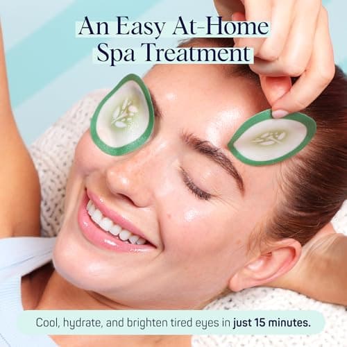 SpaLife Cooling Cucumber Eye Pads | Mothers Day Gifts & Korean Dark Circles & Puffy Eyes Treatment | Nourishing Cucumber Eye Pads | Eye Mask for Puffy Eyes Daily Depuffing Eye Patches | 4 Packs of 12