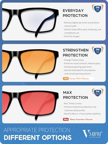 VMJFBJ Blue Light Blocking Glasses For Men/Women Anti-Fatigue Computer Monitor Gaming Improve Sleep Reduce Eye Strain Gamer Glasses