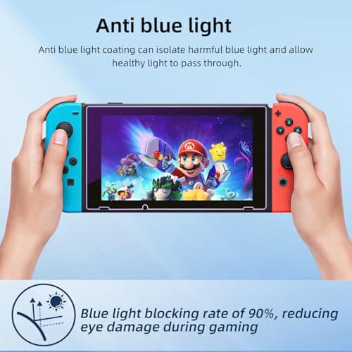 Jngnpn 3-Pack Blue Light Blocking Tempered Glass Screen Protector for Switch Model 2017 [6.2 Inch],with Alignment Frame,Anti Glare, Anti Scratch,Anti Fingerprint, Eye Protection Film,9H Hardness