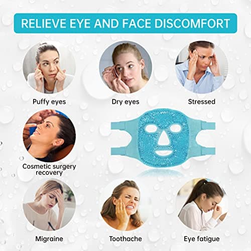ZNÖCUETÖD Cold Face Eye Mask Ice Pack Reduce Facial Puff, Dark Circles, Gel Hot Heat Cold Compress Pack, Face SPA Gift for Woman Sleeping, Pressure, Headaches, Skin Care, Post Laser Cosmetic Care