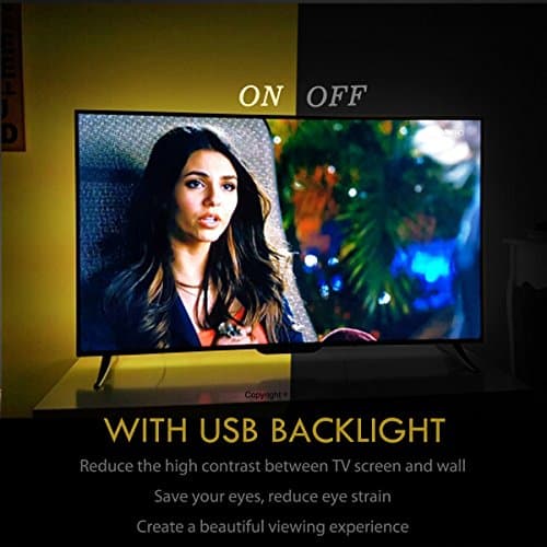 TV LED Backlights USB LED Strip Lighting for 60 65 inches Behind TV Monitor Sony LG Samsung HDTV Game Room Home Movie Theater Decor Lights, Color Changing RF Remote Cover 4 Sides