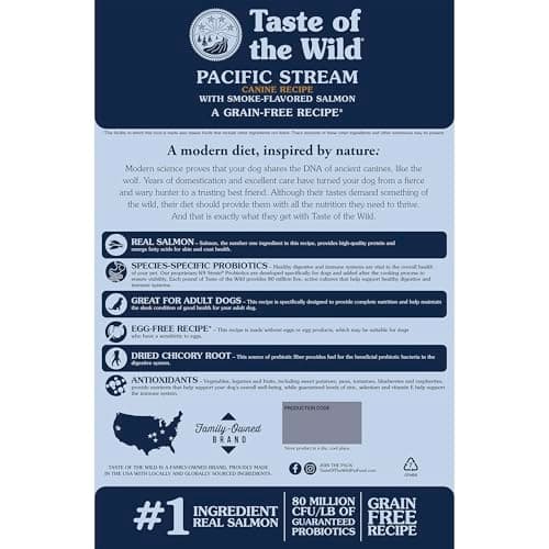 Taste of The Wild Pacific Stream Grain-Free Dry Dog Food With Smoke-Flavored Salmon 28lb