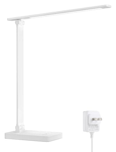 Lepro LED Desk Lamp, Metal Desk Light 9.5W 800lm, Forbes Vetted Best Task Lamp, 5 Color Modes 5 Brightness Level, Dimmable Home Office Desktop Lamp for Reading, Crafting, Sewing, Puzzle, Nail, White