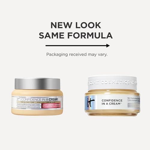 IT Cosmetics Confidence in a Cream Travel - Hydrating & Anti Aging Face Moisturizer, Visibly Reduces Fine Lines & Wrinkles, Up To 48H Hydration, Repairs Skin Barrier, Squalane & Ceramides - 0.5 fl oz